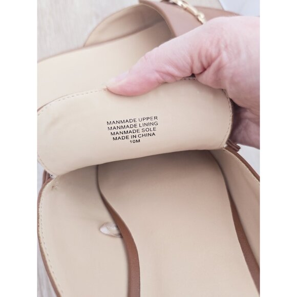 Loft Cognac Brown Faux Leather Slip On Horsebit Backless Flats Mules Shoes 10 - Picture 9 of 10